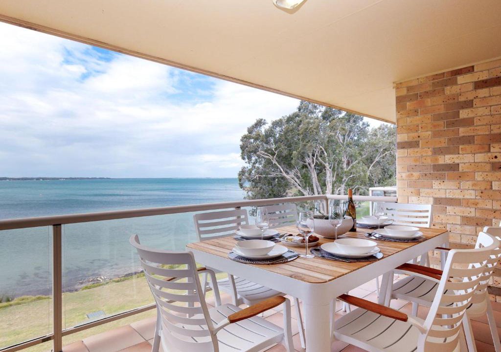 Soldiers Point Apartment | Pelican Sands 3 stunning waterfront unit with magical water views and air conditioning