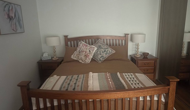 Amaroo with a view set on a 50 acre hobby farm . Modern Deluxe Queen Studio.